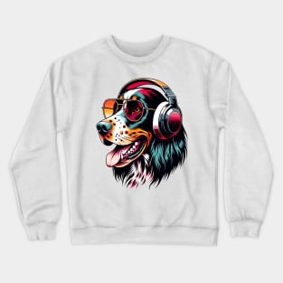 German Longhaired Pointer Smiling DJ Grooves Crewneck Sweatshirt